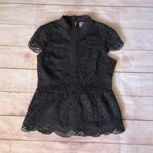 Crochet lace peplum top